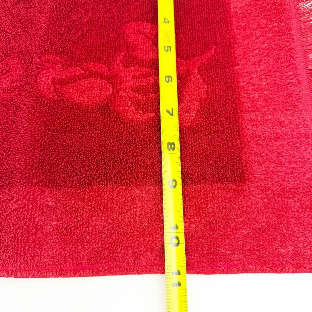 Vintage Sears Royal Touch Floral Hand Towel Granny Core Red Rose Fringe